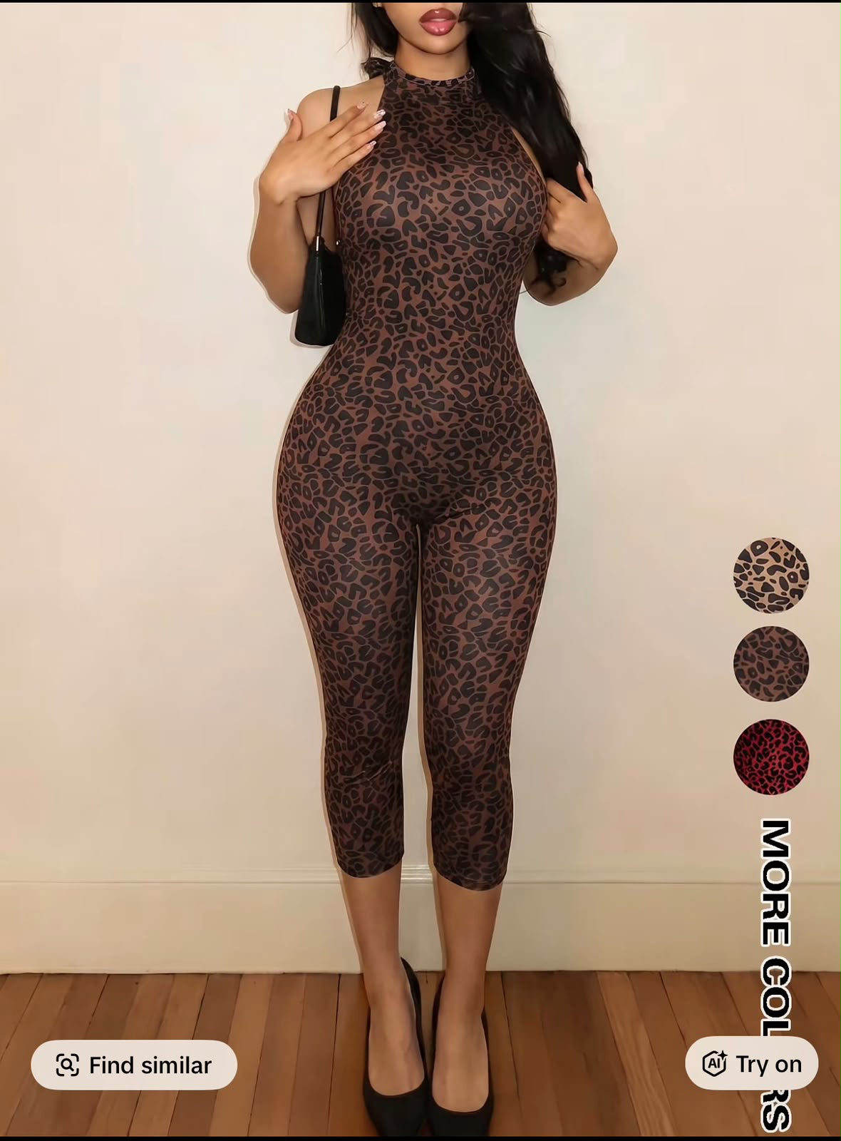 Women's Leopard Crop Jumpsuit, product photo